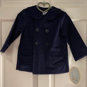Little English navy corduroy peacoat